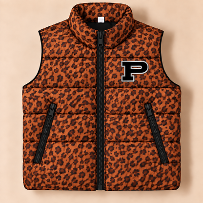 Permian Panthers Leopard Puffer Vest - PREORDER