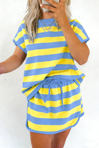 Pink Stripe Dolman Skort Set