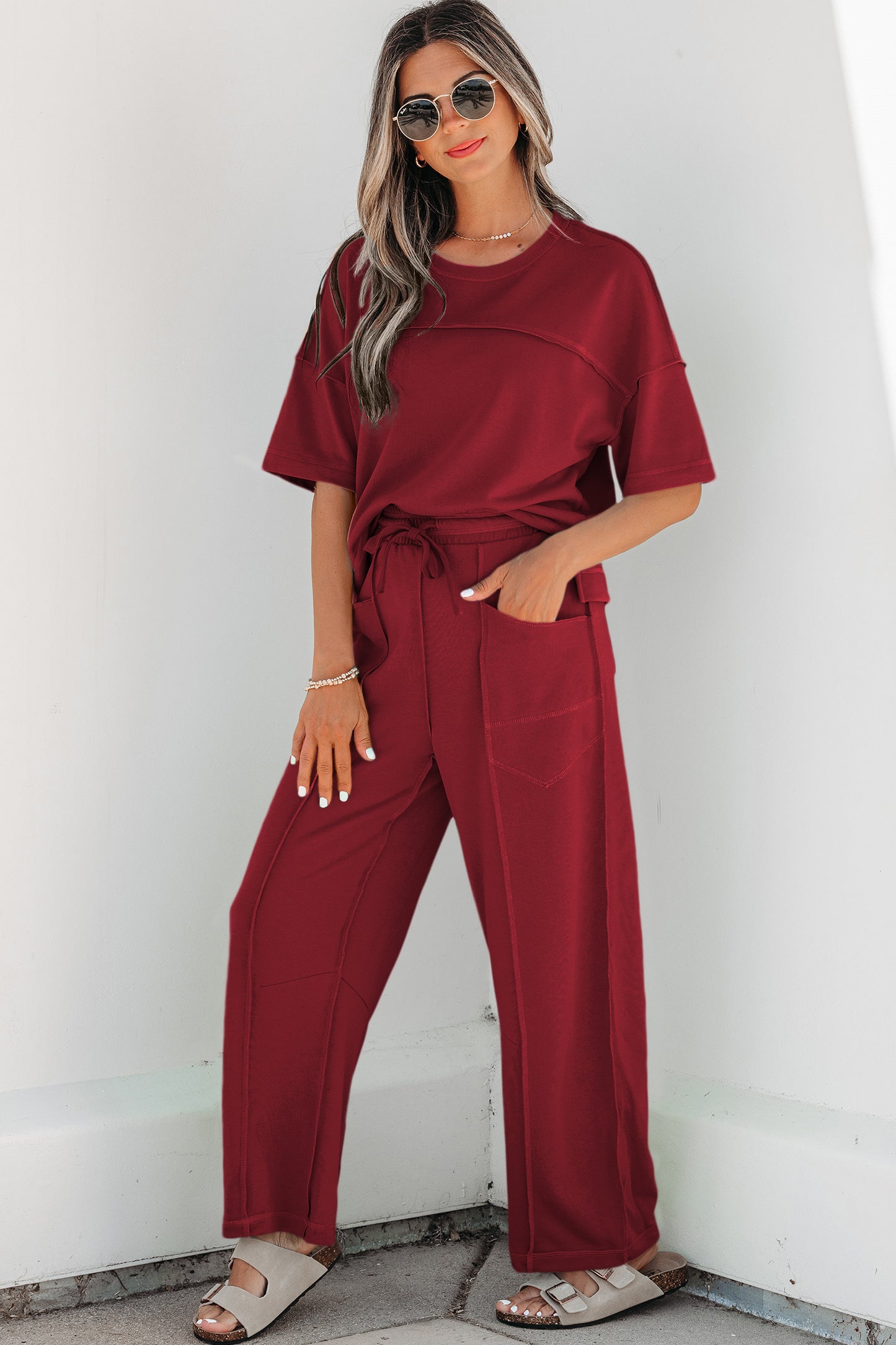 Skyler Blue Boxy Tee and Barrel Pants Set