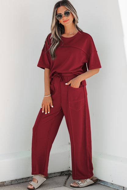 Skyler Blue Boxy Tee and Barrel Pants Set