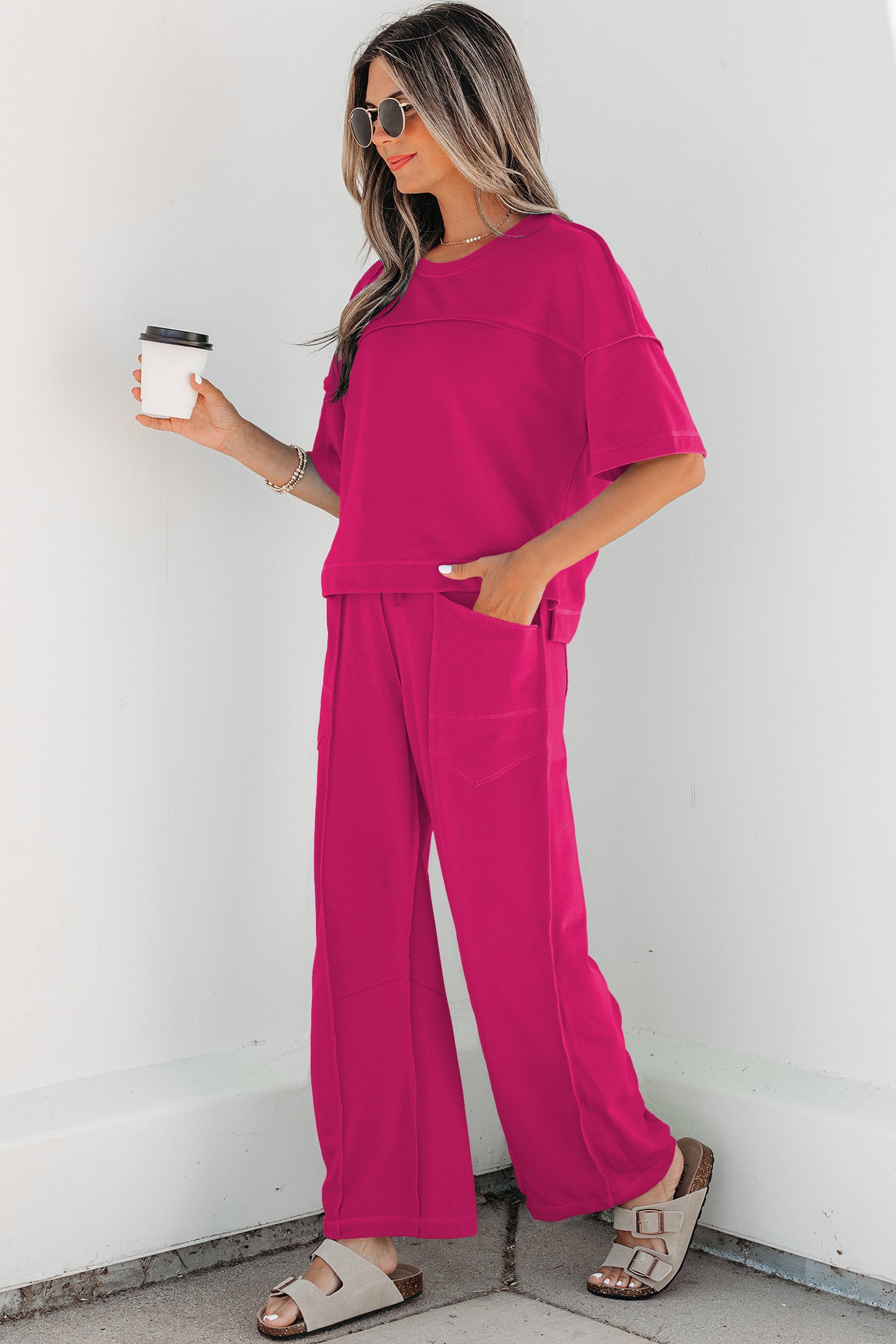 Skyler Blue Boxy Tee and Barrel Pants Set