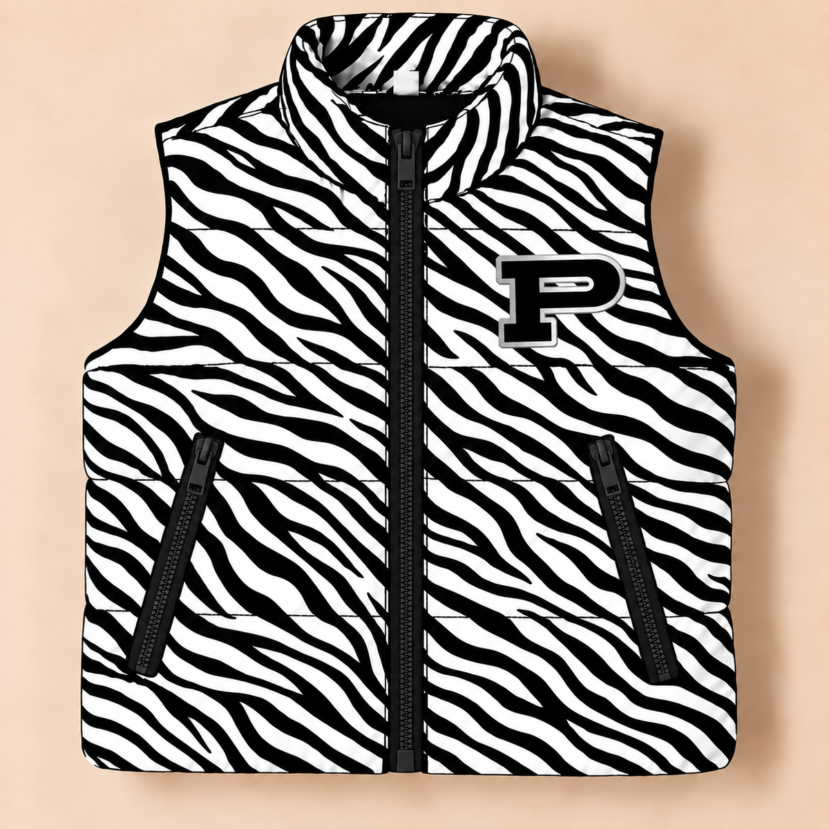 Permian Panthers Zebra Puffer Vest - PREORDER