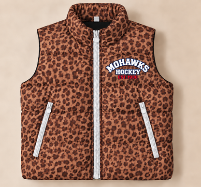 Mohawks Hockey Leopard Puffer Vest - PREORDER
