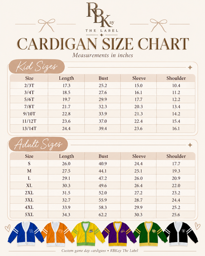 Presidio Game Day Varsity Cardigan | Adult & Children’s - white