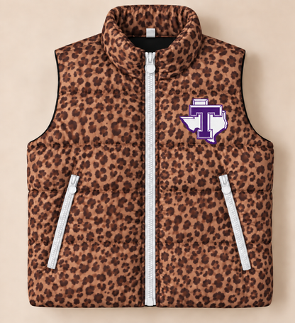 Custom Leopard Tarleton State Puffer Vest - PREORDER