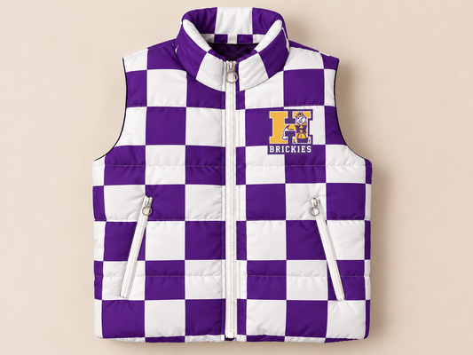 Custom Checkered Hobart Brickies Puffer Vest - PREORDER