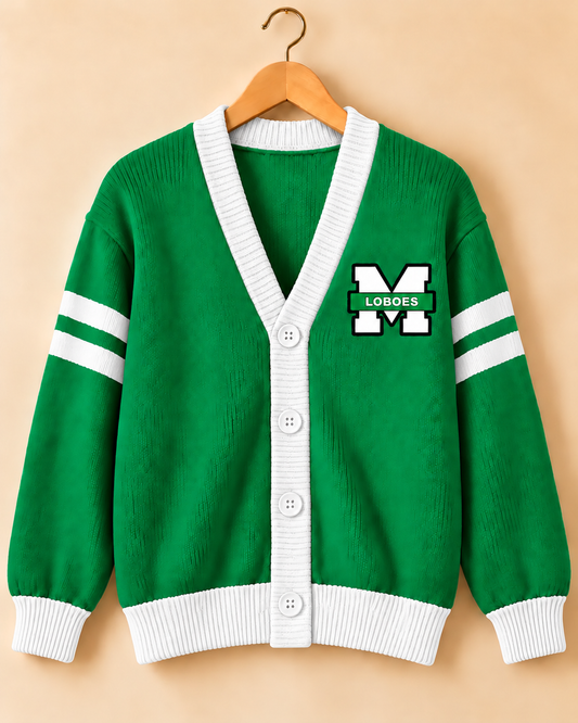 Monahans Game Day Varsity Cardigan | Adult & Children’s - white