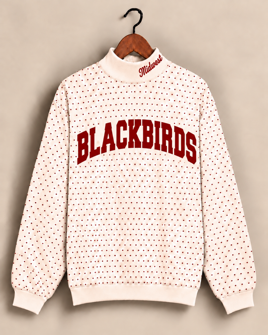 Midwest Blackbirds Polkadot Mockneck