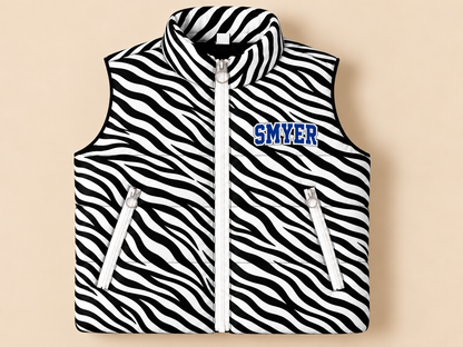 Custom Zebra Smyer Puffer Vest - PREORDER