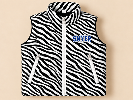 Custom Zebra Smyer Puffer Vest - PREORDER