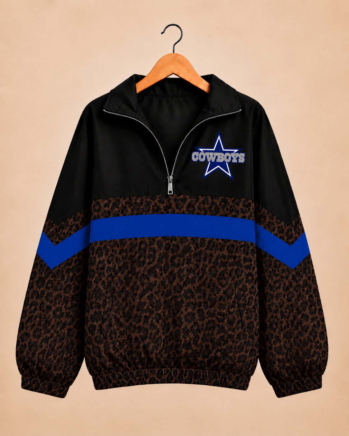 Dallas Cowboys Brown Leopard Windbreaker