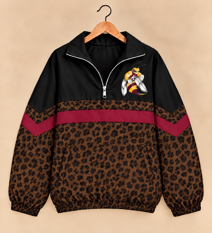 Kermit Yellow Jackets Brown Leopard Windbreaker