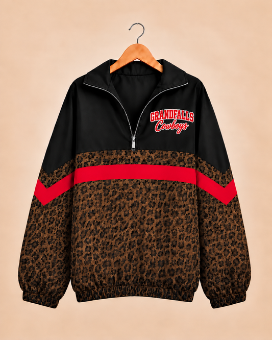 Grandfalls Cowboys Brown Leopard Windbreaker