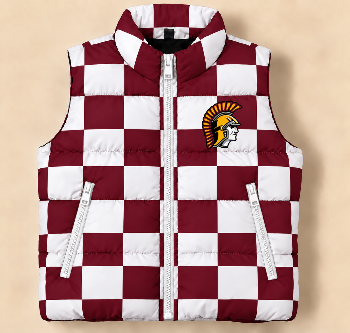 Chesterton Trojans Checkered Puffer Vest - PREORDER