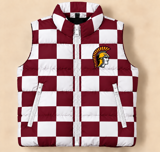 Chesterton Trojans Checkered Puffer Vest - PREORDER