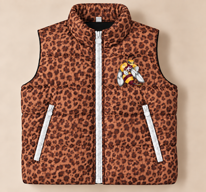 Kermit Yellow Jackets Leopard Puffer Vest - PREORDER