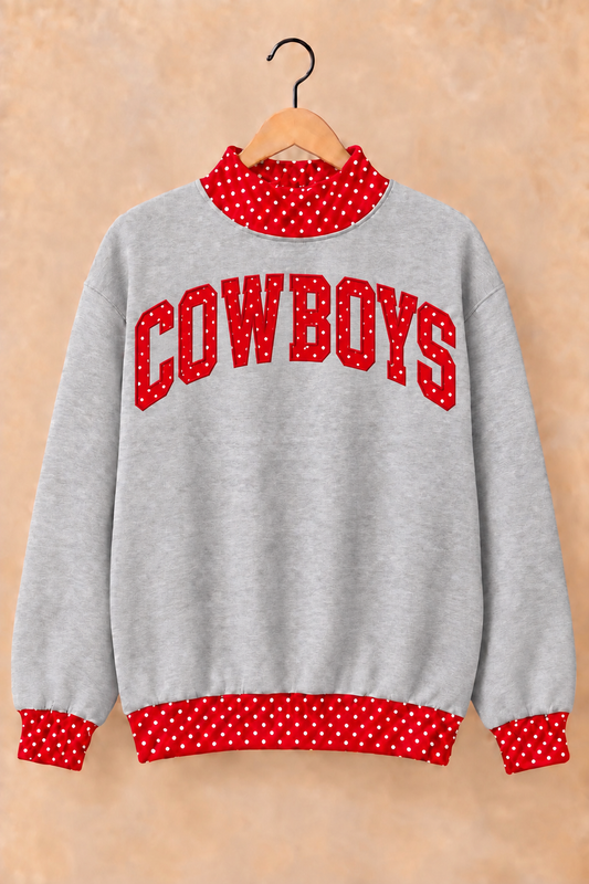 Grandfalls Cowboys Mockneck - Grey