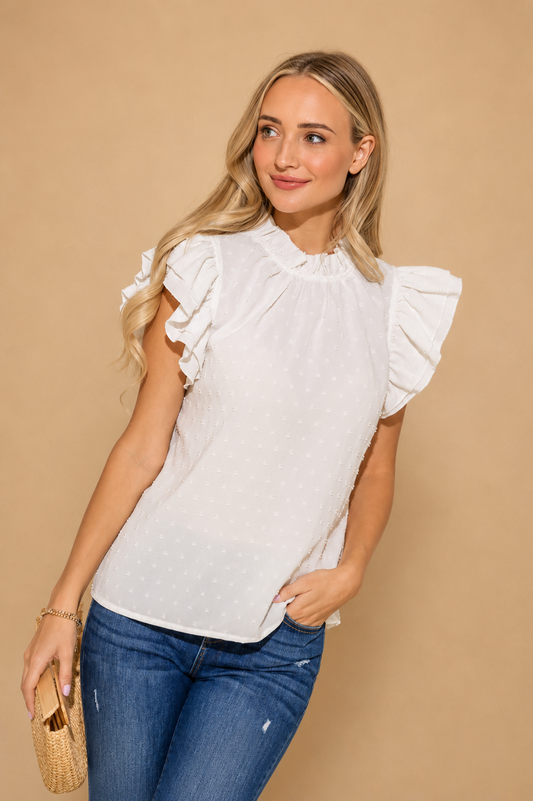 And The Why Polka Dot Textured Top