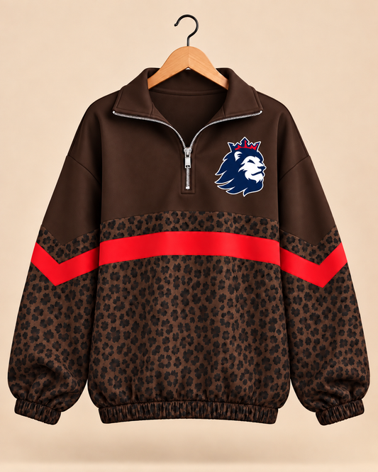 Richland Royals Brown Leopard Scuba Knit Pullover