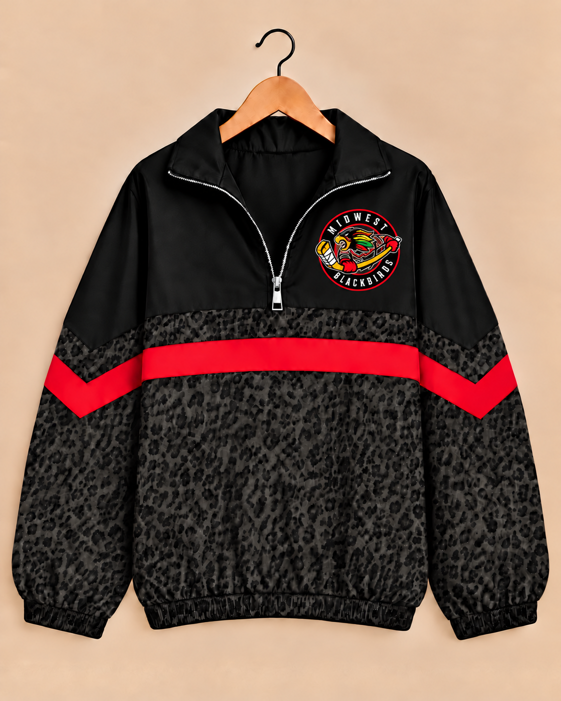Midwest Blackbirds Black Leopard Windbreaker