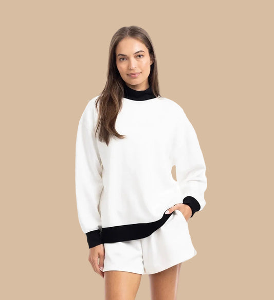 Ivory & Noir Mock Neck Set (Pre-Order)
