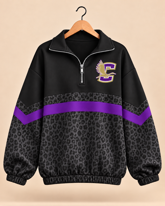 Cranes Black Leopard Scuba Knit Pullover