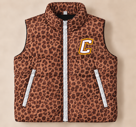 Chesterton Trojans Leopard Puffer Vest - PREORDER
