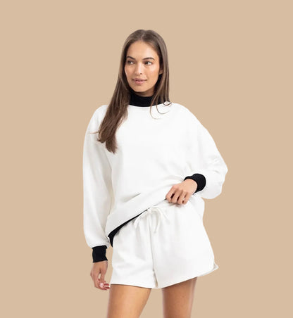 Ivory & Noir Mock Neck Set (Pre-Order)