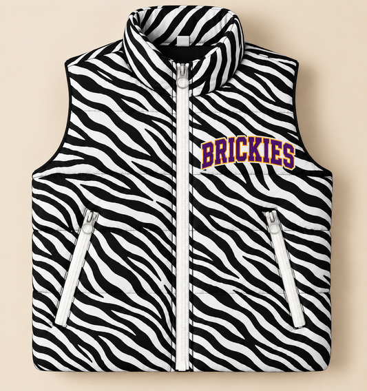 Custom Zebra Hobart Brickies Puffer Vest - PREORDER