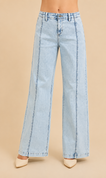 She's Slouchy Wide Leg Jeans by RISEN