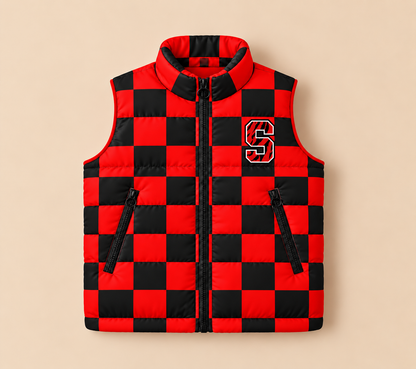 Slaton Tigers Checkered Puffer Vest - PREORDER