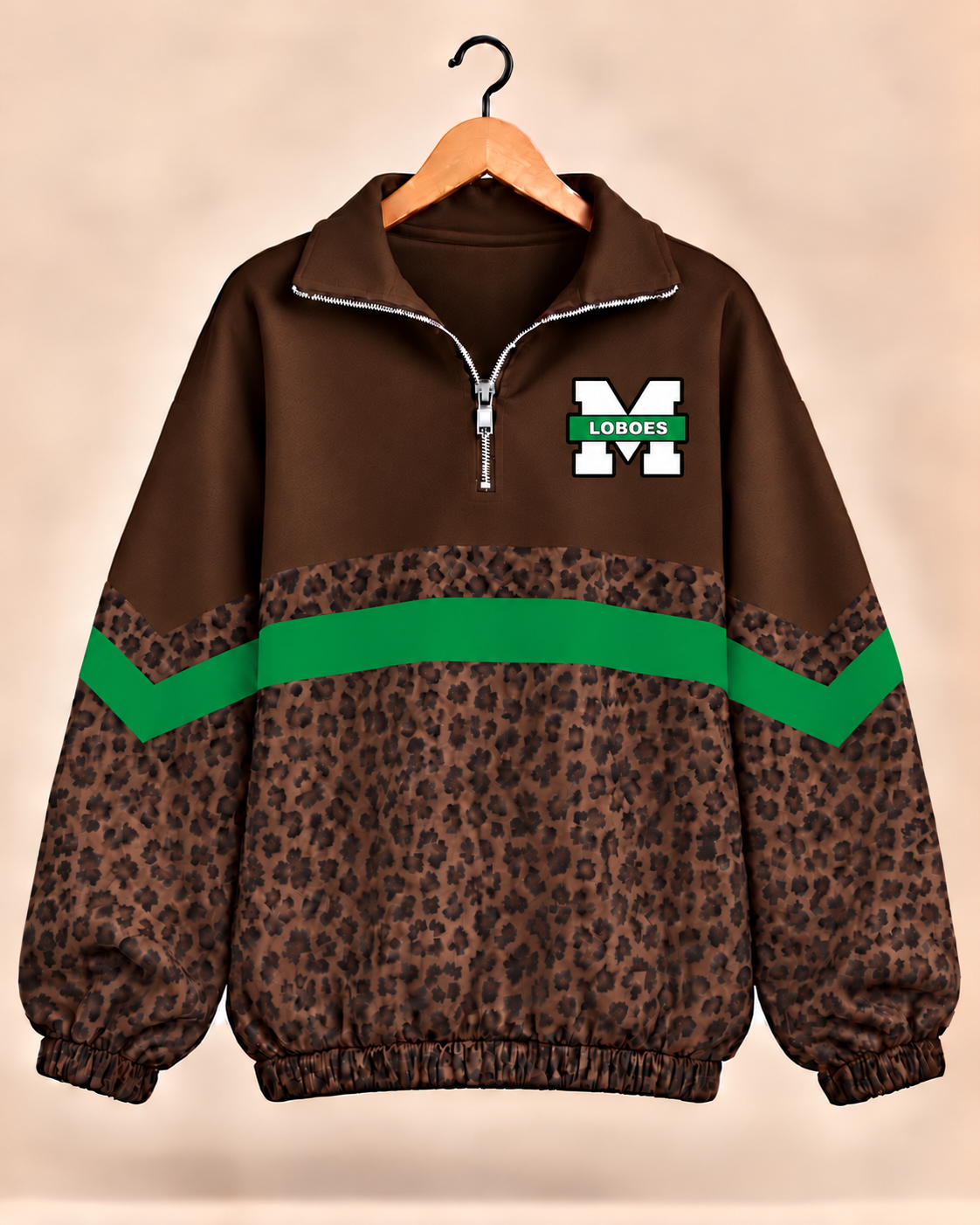 Monahans Brown Leopard Scuba Knit Pullover