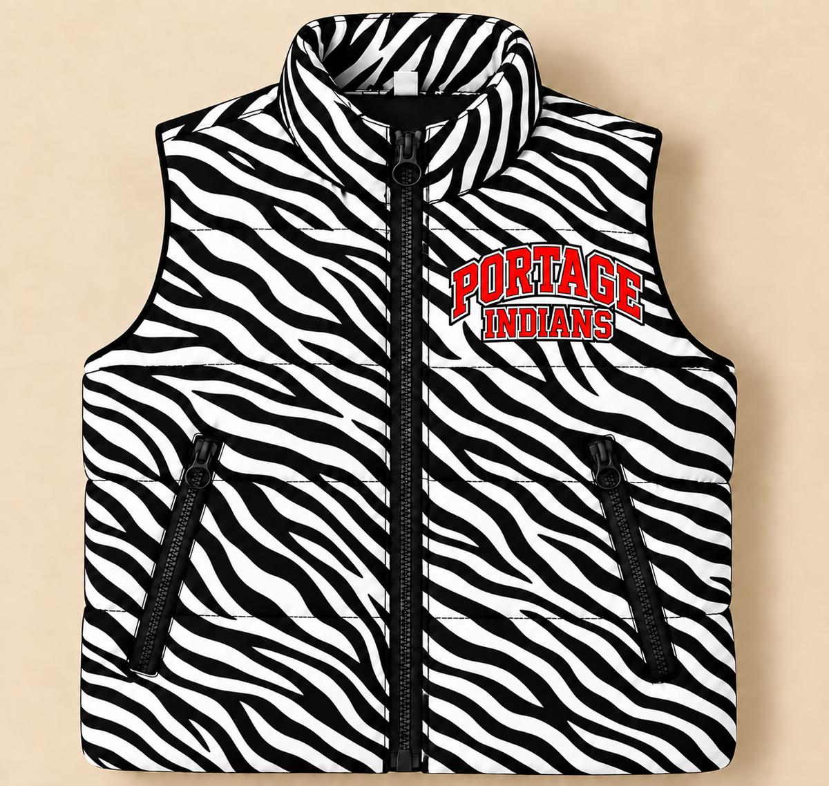 Custom Zebra Portage Puffer Vest - PREORDER