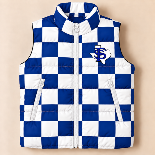 Custom Fort Stockton Checkered Puffer Vest - PREORDER