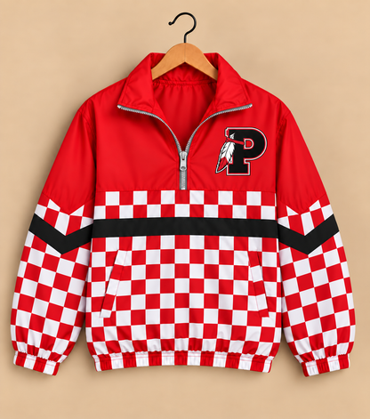 Portage Checkered Windbreaker in Red