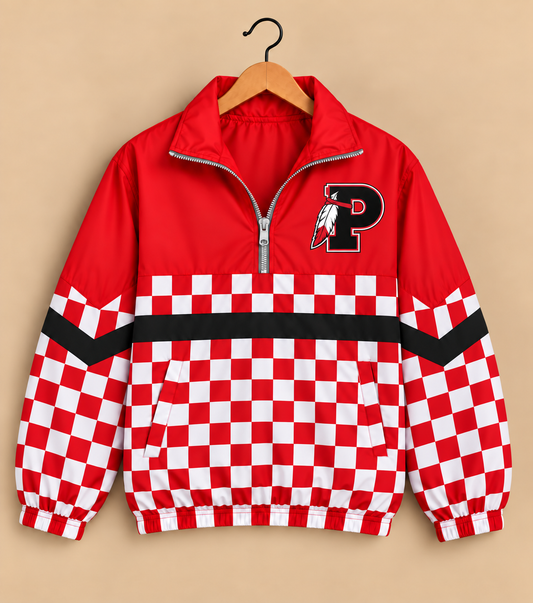 Portage Checkered Windbreaker in Red