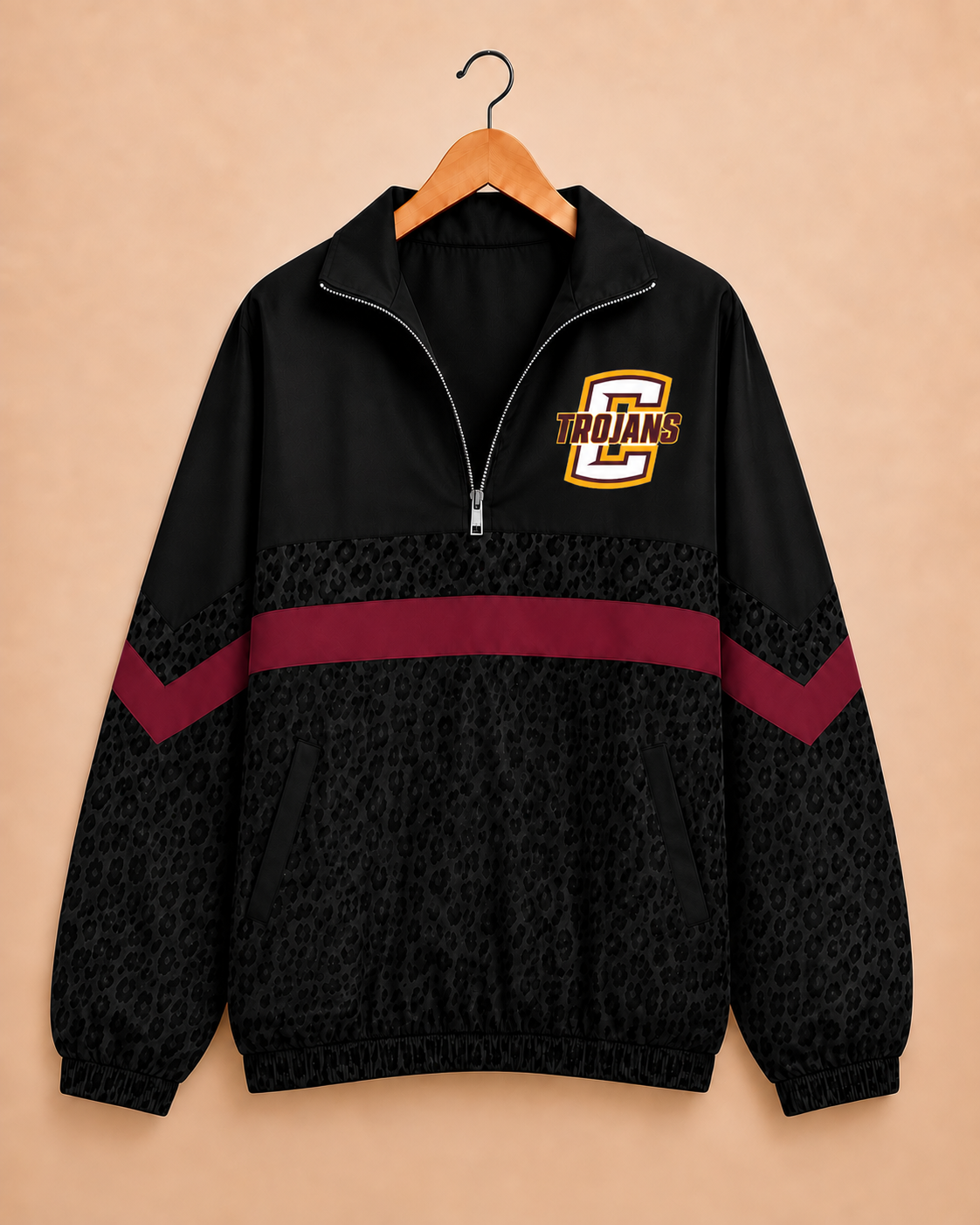 Chesterton Trojans Midnight Leopard Windbreaker