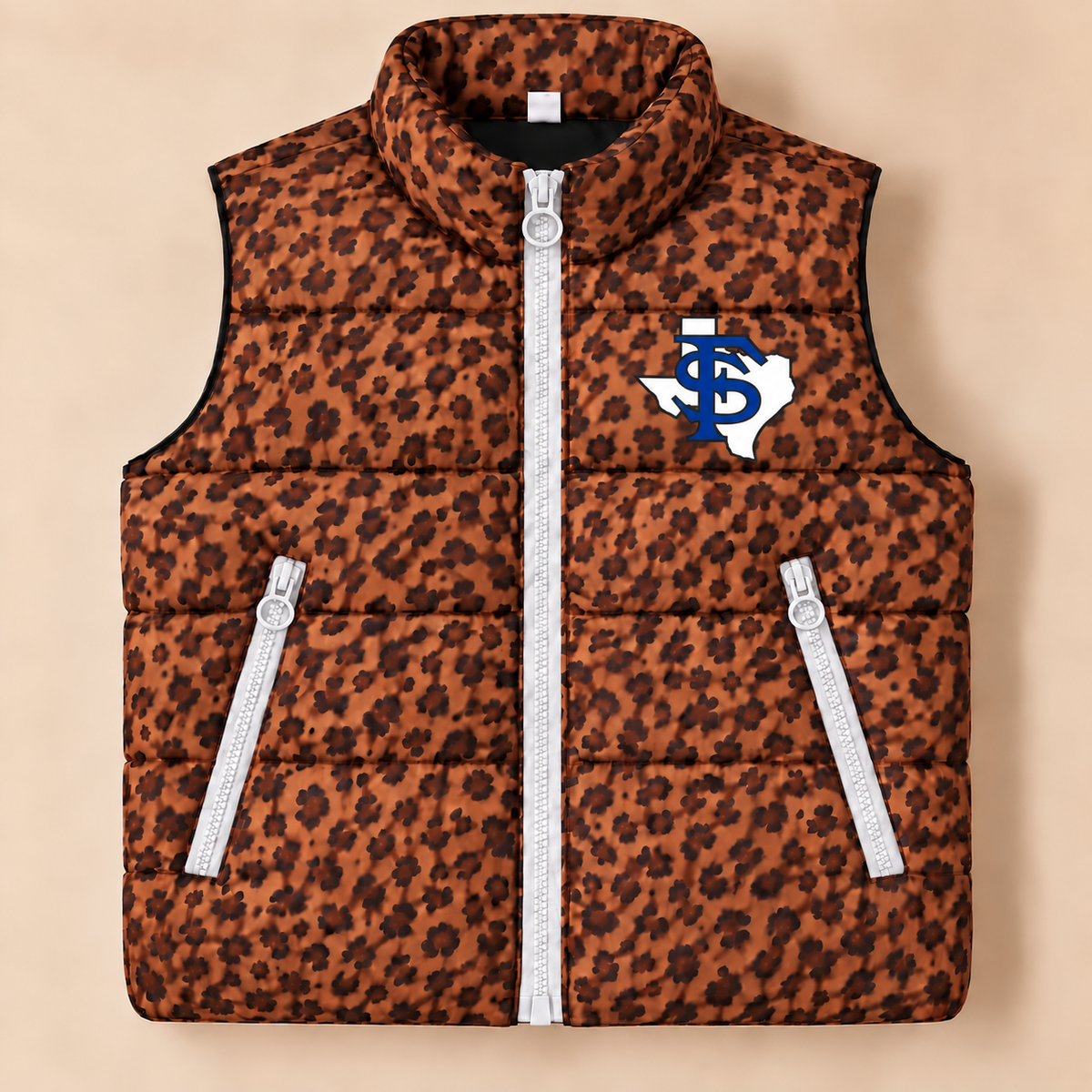 Custom Fort Stockton Leopard Puffer Vest - PREORDER