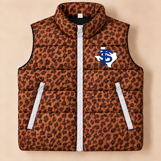 Custom Fort Stockton Leopard Puffer Vest - PREORDER