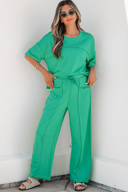Skyler Blue Boxy Tee and Barrel Pants Set