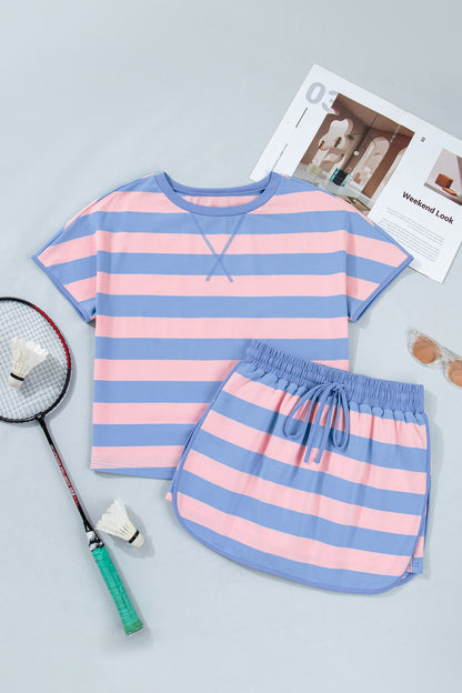 Pink Stripe Dolman Skort Set