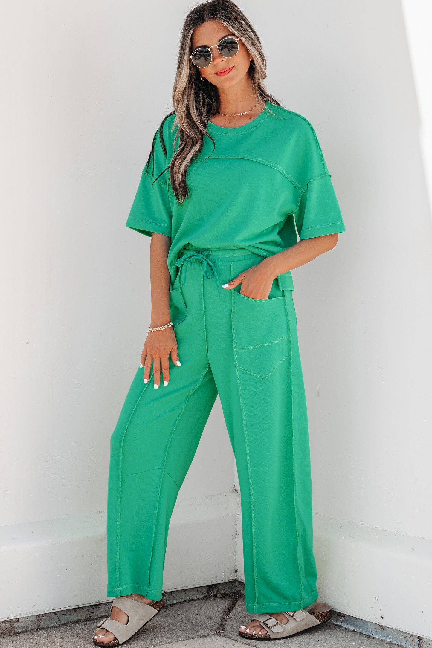 Skyler Blue Boxy Tee and Barrel Pants Set