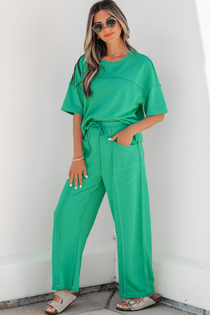 Skyler Blue Boxy Tee and Barrel Pants Set