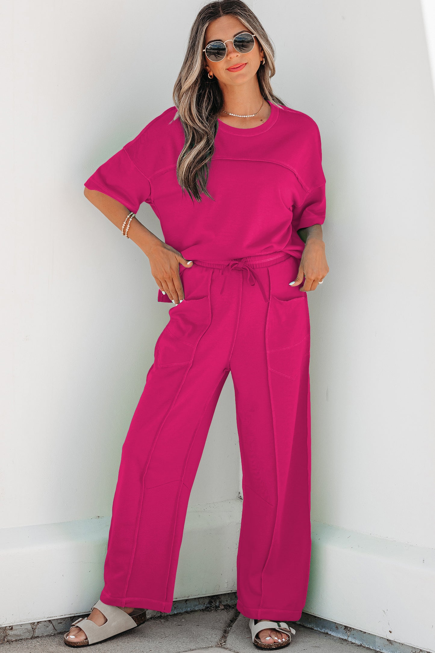 Skyler Blue Boxy Tee and Barrel Pants Set