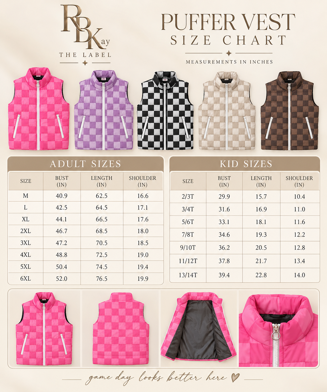 Custom Checkered Smyer Puffer Vest - PREORDER